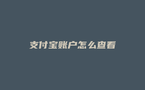 支付宝账户怎么查看