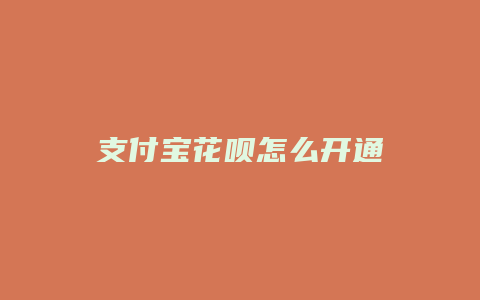 支付宝花呗怎么开通