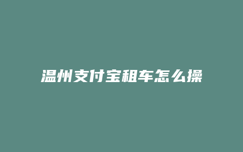 温州支付宝租车怎么操作