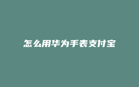 怎么用华为手表支付宝支付