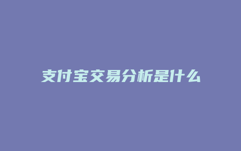 支付宝交易分析是什么