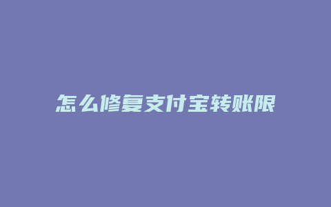 怎么修复支付宝转账限额