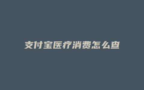 支付宝医疗消费怎么查询