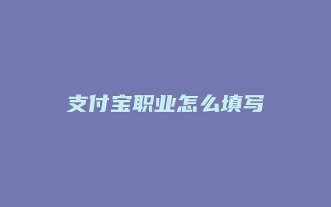 支付宝职业怎么填写