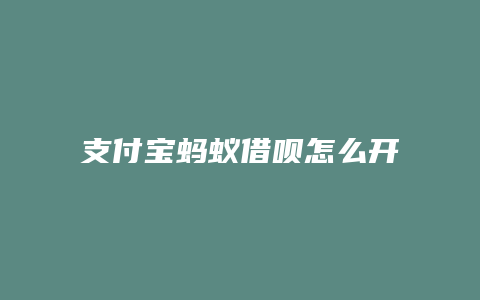 支付宝蚂蚁借呗怎么开通