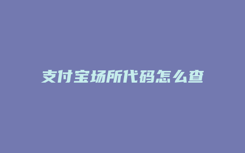 支付宝场所代码怎么查