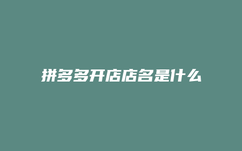 拼多多开店店名是什么意思