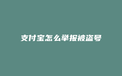 支付宝怎么举报被盗号