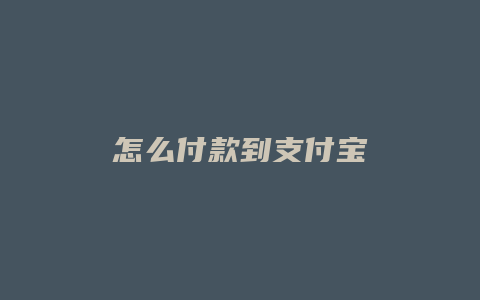 怎么付款到支付宝