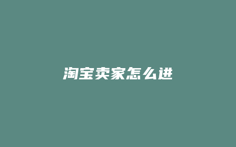 淘宝卖家怎么进