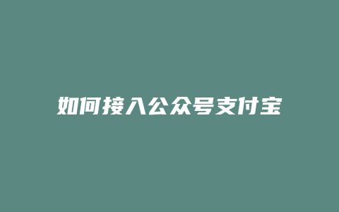 如何接入公众号支付宝