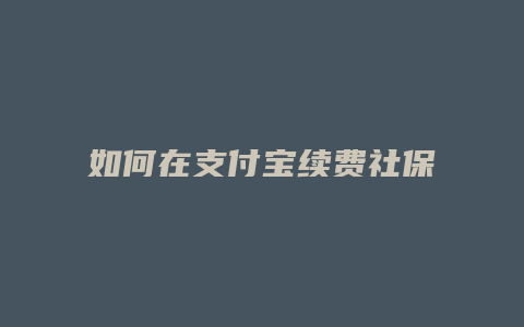 如何在支付宝续费社保