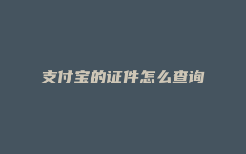 支付宝的证件怎么查询