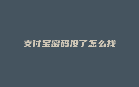 支付宝密码没了怎么找回