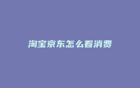 淘宝京东怎么看消费