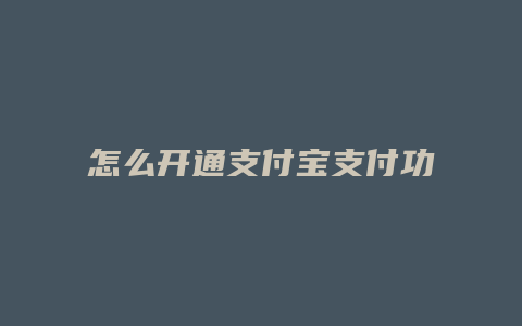 怎么开通支付宝支付功能