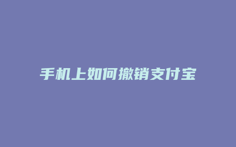 手机上如何撤销支付宝支付