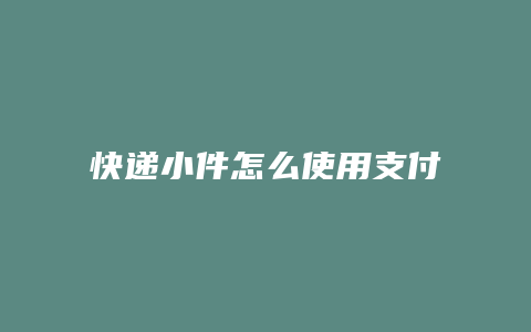 快递小件怎么使用支付宝