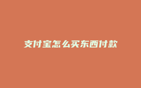 支付宝怎么买东西付款