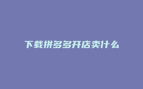 下载拼多多开店卖什么