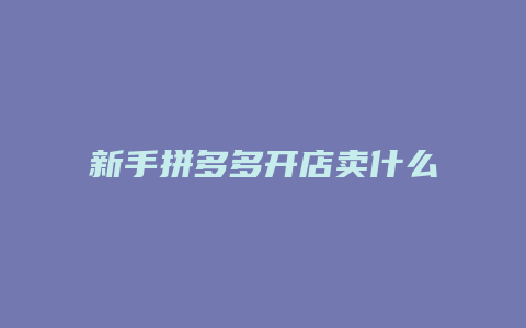 新手拼多多开店卖什么好卖