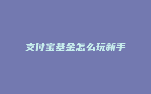 支付宝基金怎么玩新手入门