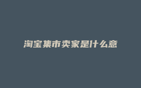 淘宝集市卖家是什么意思