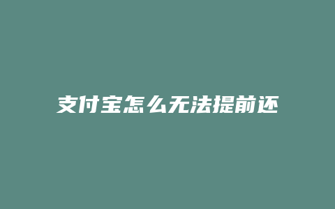 支付宝怎么无法提前还款