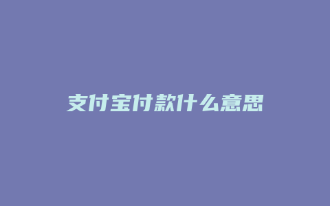 支付宝付款什么意思