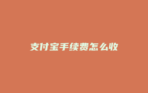 支付宝手续费怎么收