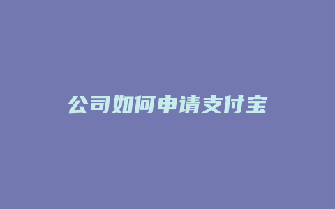 公司如何申请支付宝