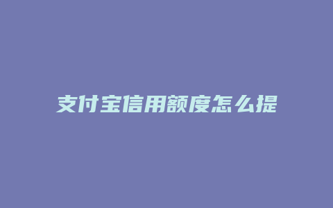 支付宝信用额度怎么提高