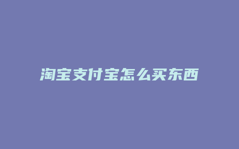 淘宝支付宝怎么买东西