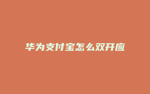 华为支付宝怎么双开应用