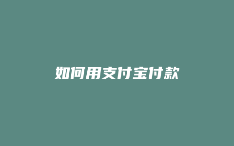 如何用支付宝付款