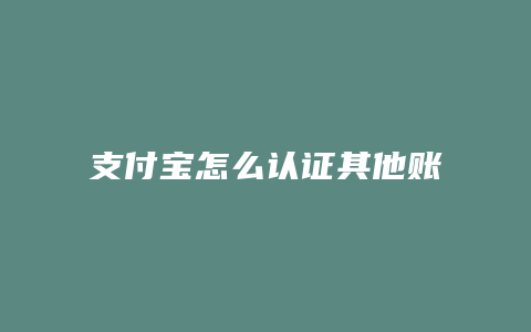 支付宝怎么认证其他账号