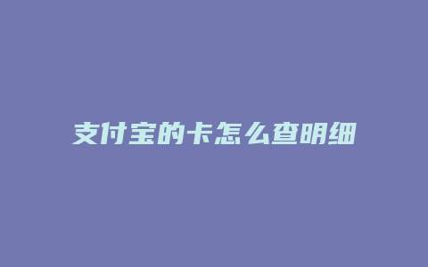 支付宝的卡怎么查明细