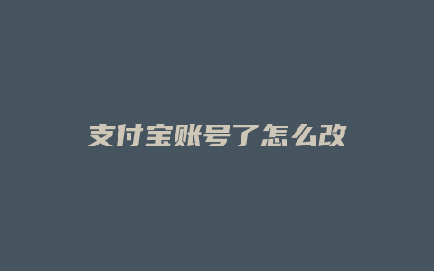 支付宝账号了怎么改