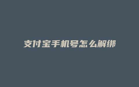 支付宝手机号怎么解绑