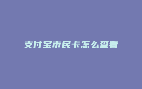 支付宝市民卡怎么查看