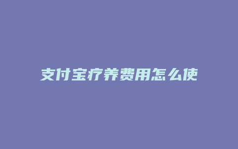 支付宝疗养费用怎么使用