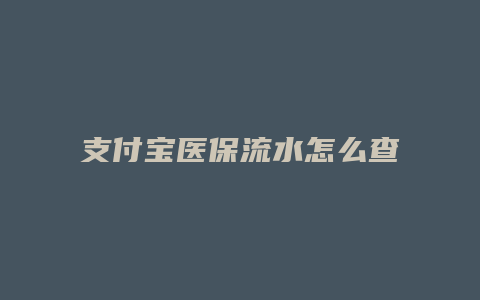 支付宝医保流水怎么查询