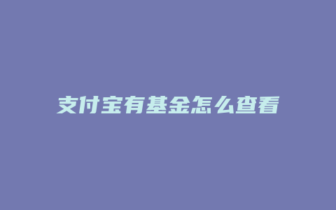 支付宝有基金怎么查看