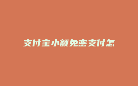 支付宝小额免密支付怎么设置