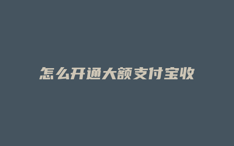 怎么开通大额支付宝收款