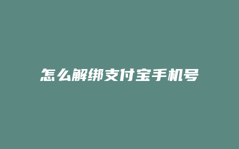 怎么解绑支付宝手机号