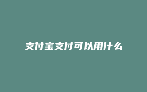 支付宝支付可以用什么