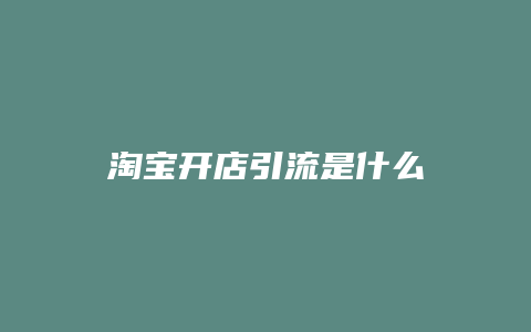 淘宝开店引流是什么