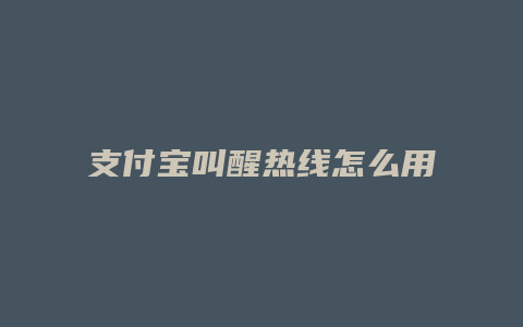 支付宝叫醒热线怎么用