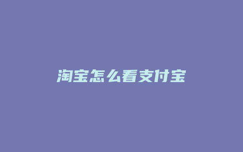 淘宝怎么看支付宝